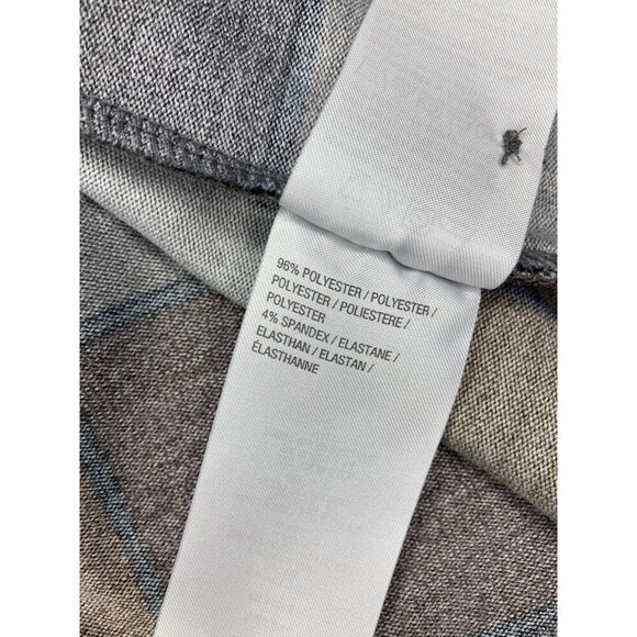 Denim & Co. XL Petite Heavenly Jersey Button Front Shirt Windowpane Collared - Picture 3 of 5